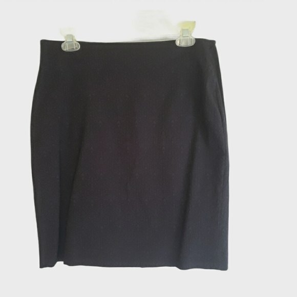 Banana Republic Navy Skirt Patterned tone-on-tone Kick Pleat Zipper Size 10 - Picture 1 of 6